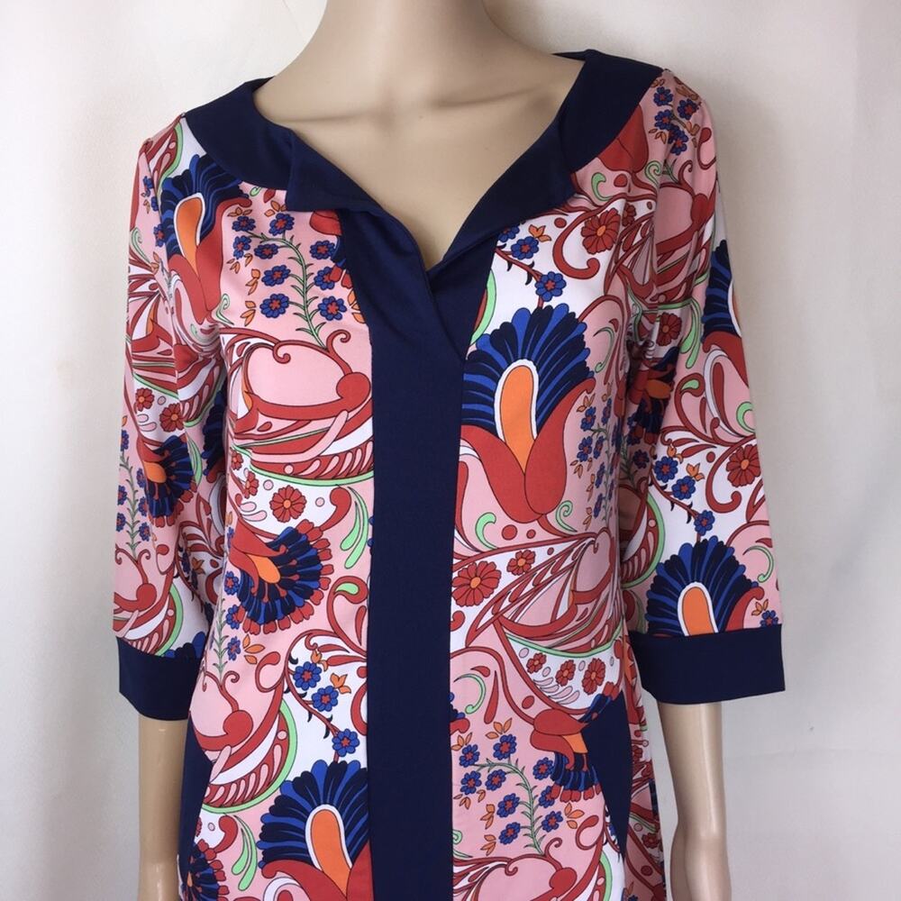 Tracy Negoshian Floral Dress w/ 3/4‎ Sleeves, Size L - Picture 2 of 7